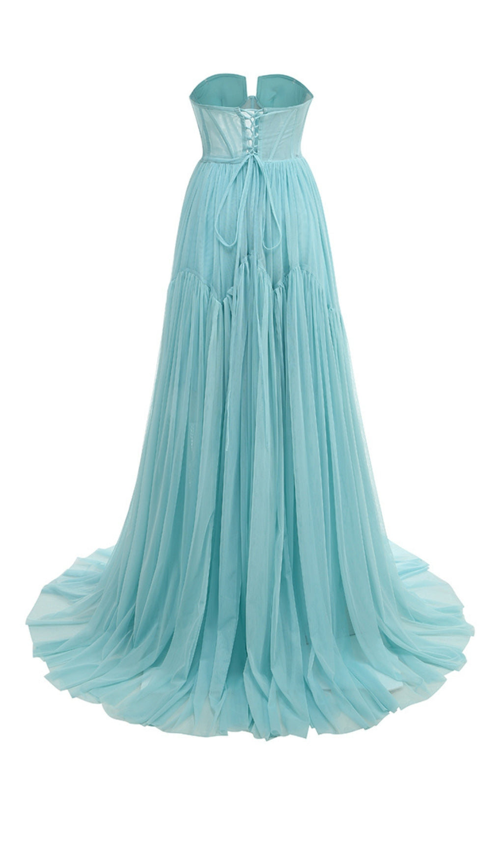 Blanca Blue Strapless Flower Corset Maxi Dress