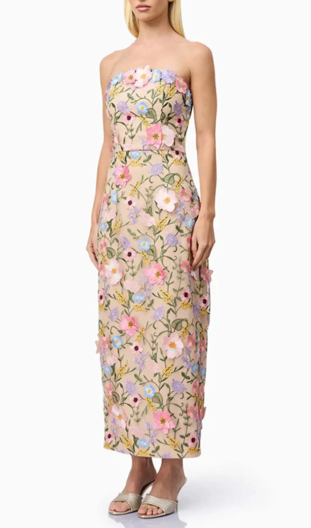 Eiichi Strapless Flower Midi Dress Flowering Girl