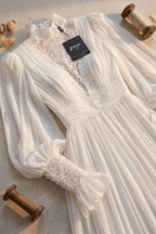 White Chiffon A-Line Gown with Lace Details Flowering Girl