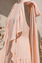 Pale Peach Lightweight Crepe A-Line Tiered Dress Flowering Girl