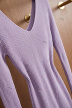 Lavender Ribbed Knit Mermaid Midi Dress Flowering Girl