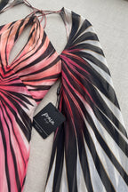 Engineered Radiating Stripe Chiffon Cape Column Gown Flowering Girl