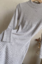 Heather Grey Ribbed Knit Column-to-Flare Dress Flowering Girl