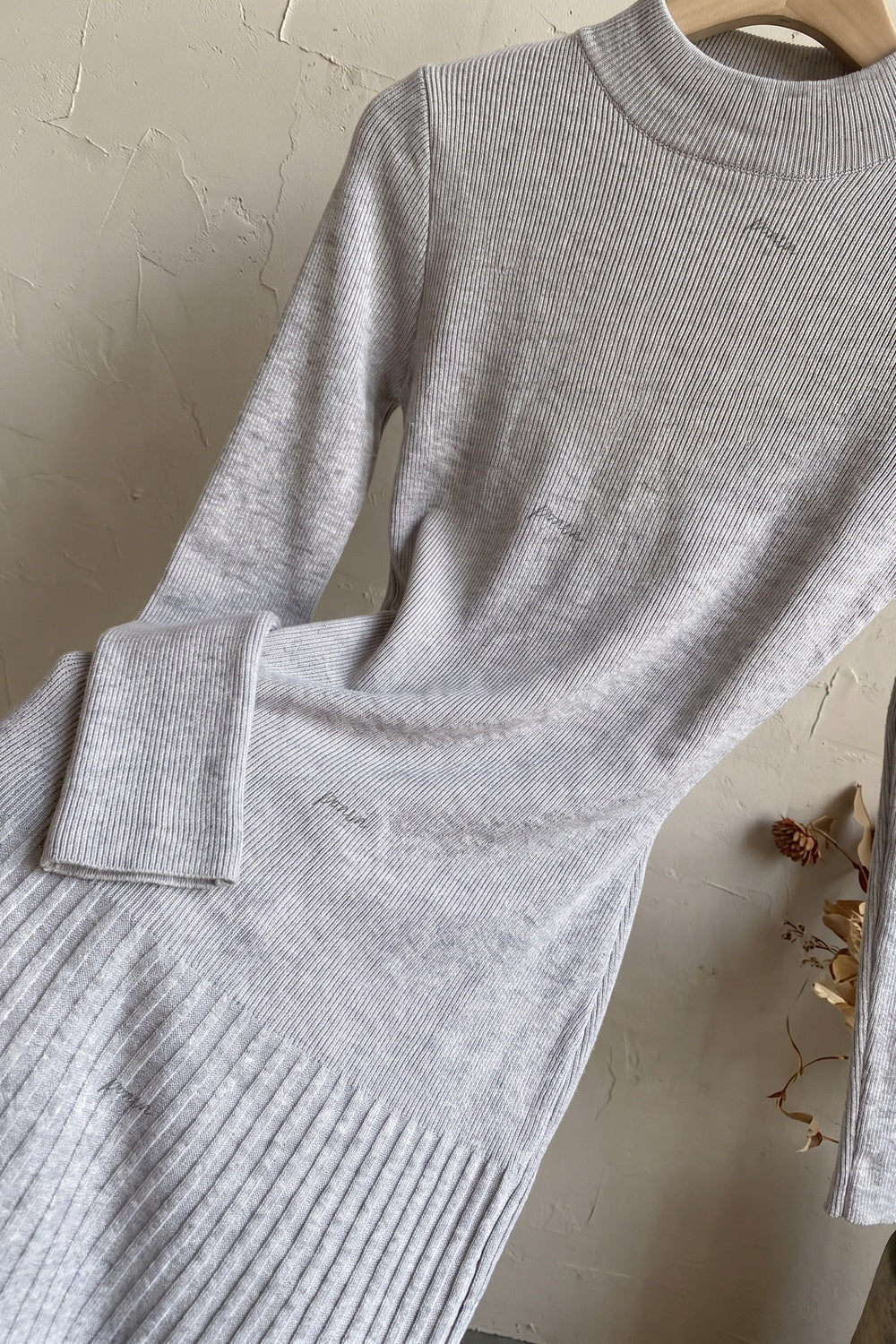 Heather Grey Ribbed Knit Column-to-Flare Dress Flowering Girl