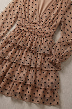 Beige Sheer Mesh Fit-and-Flare Tiered Dress Flowering Girl