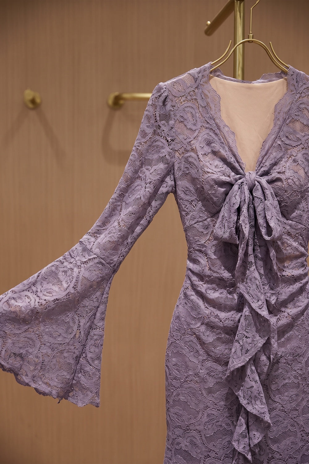 Dusty Purple Floral Lace Mermaid Maxi Dress Flowering Girl