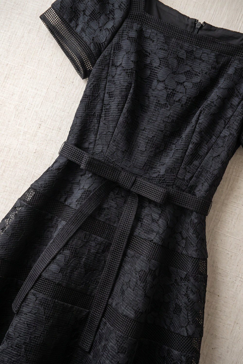 Black Floral Lace Fit-and-Flare Midi Dress Flowering Girl
