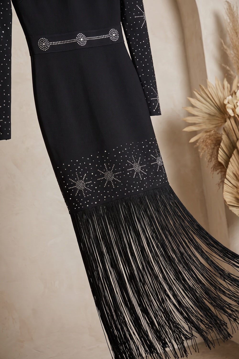 Black Heavy Bandage Knit Fitted Column Evening Gown Flowering Girl