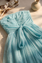 Light Blue Glitter Tulle Fit-and-Flare Mini Dress Flowering Girl