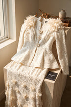 Ivory Corded Floral Lace Two-Piece Skirt Suit Flowering Girl