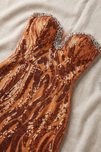 Copper Sequined Mesh Column Dress Flowering Girl