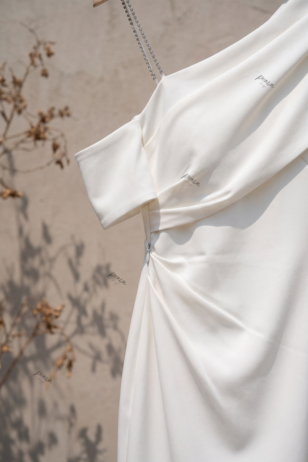 Ivory Crepe Column Maxi Dress Flowering Girl