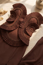 Chocolate Brown Matte Crepe Column Evening Gown Flowering Girl