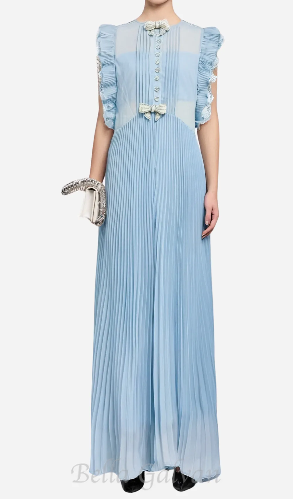Chiffon Ruffled Maxi Dress in blue Flowering Girl