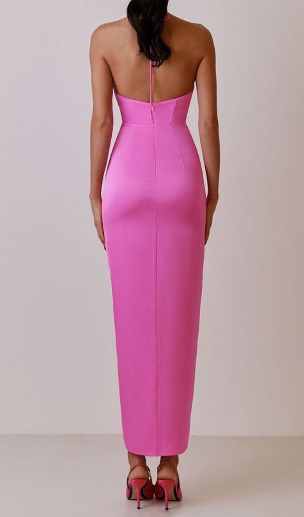 Floral Embellished Slit Midi Dress In Pink Flowering Girl