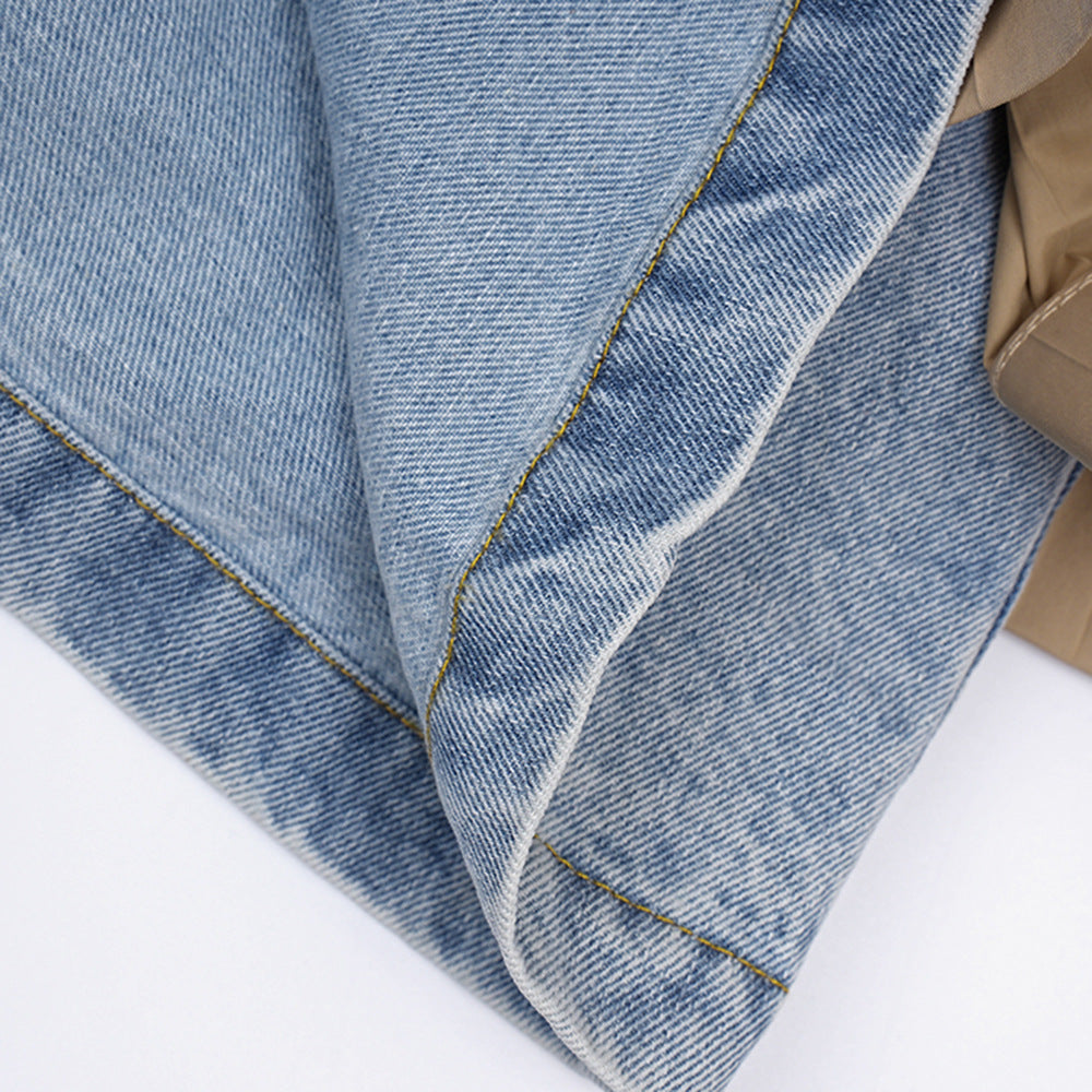 Patchwork Ruffle Denim Tunic Coat Flowering Girl