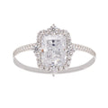 Émilienne Sterling Silver Rectangular Zircon Gemstone Ring Flowering Girl