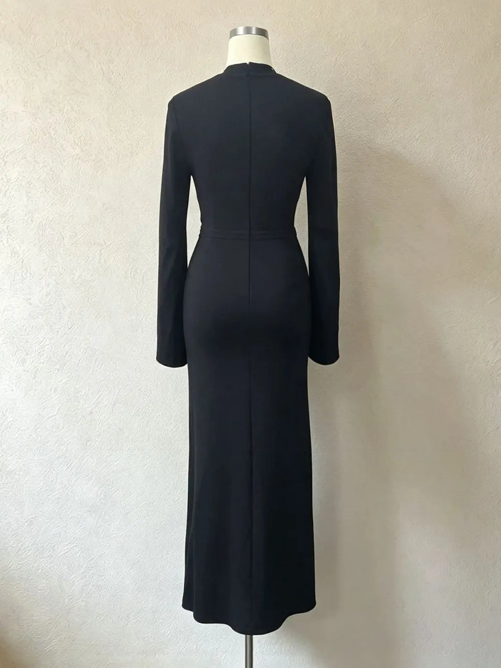 Masashi Black Diamante Long Sleeve Bandage Maxi Dress Flowering Girl