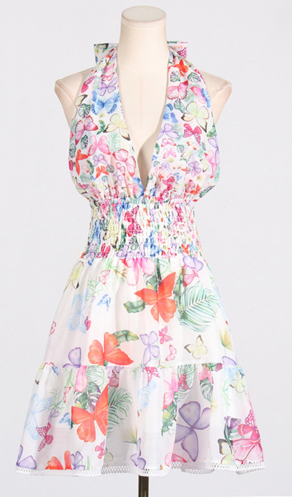Aglaea Halter Floral Mini Dress Flowering Girl