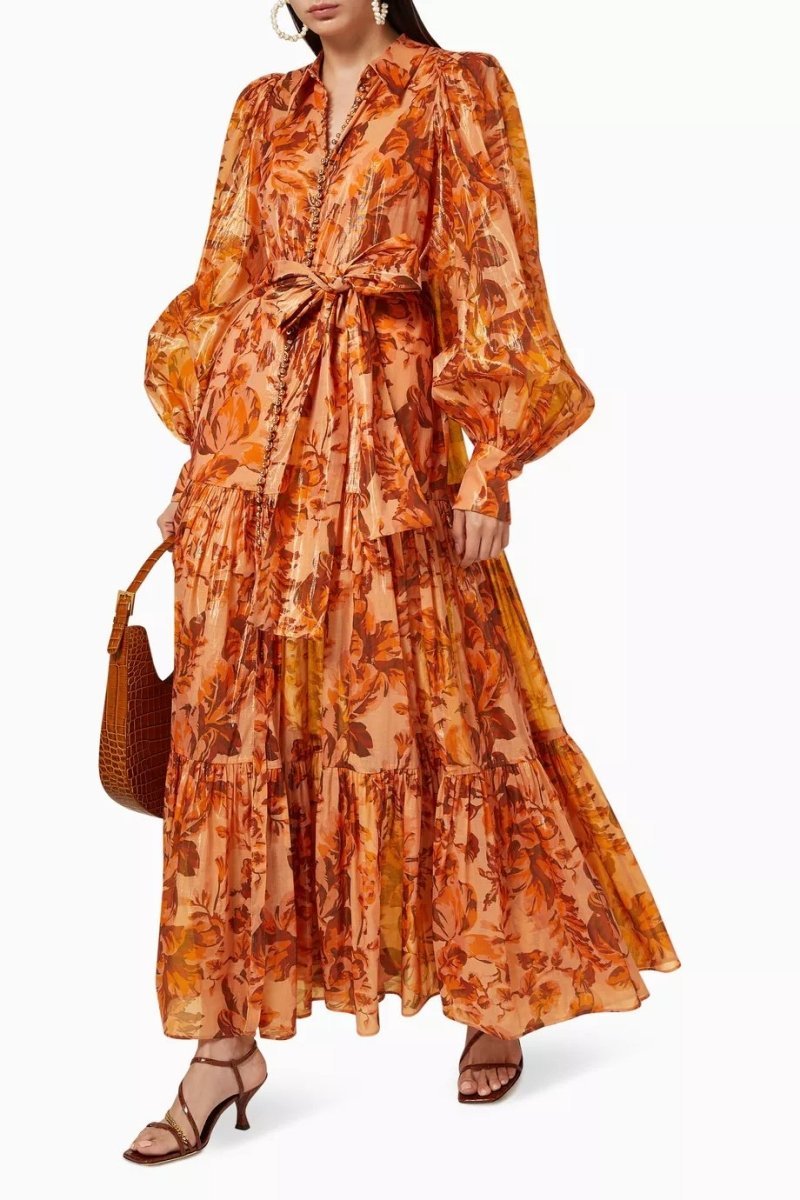 Kelly Printed Balloon Sleeve Maxi Dress Flowering Girl