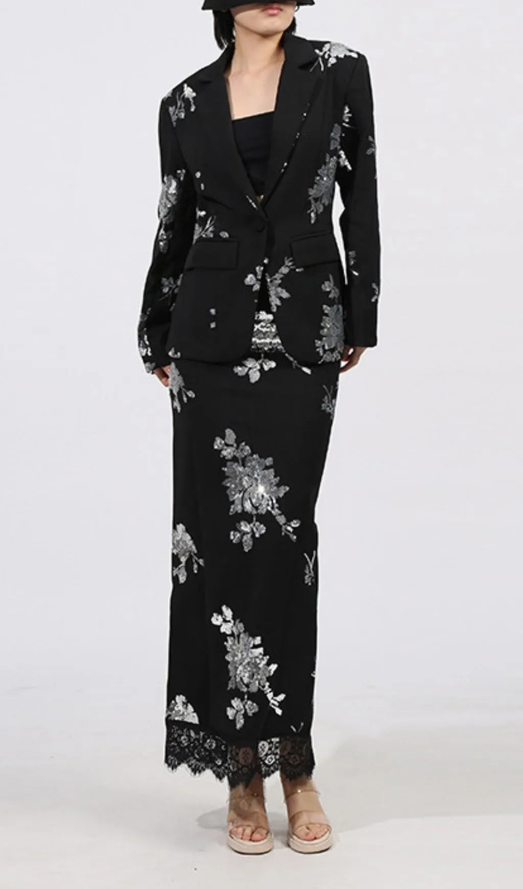 Gonca Sequin Flower Embellished Two-Piece Set Flowering Girl