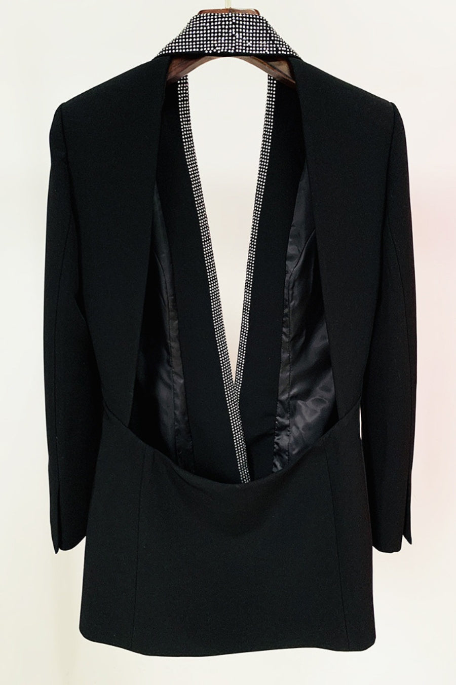 Scarlett Crystal Embellished Cutout Blazer Dress - Black Flowering Girl