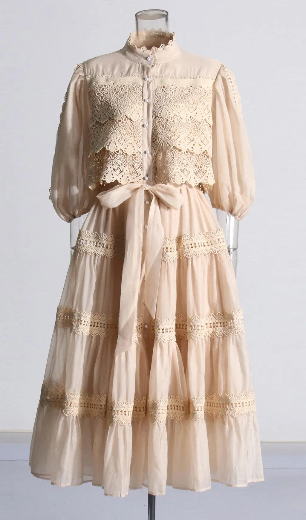 Astrea Puff Sleeve Embroidery Maxi Dress Flowering Girl