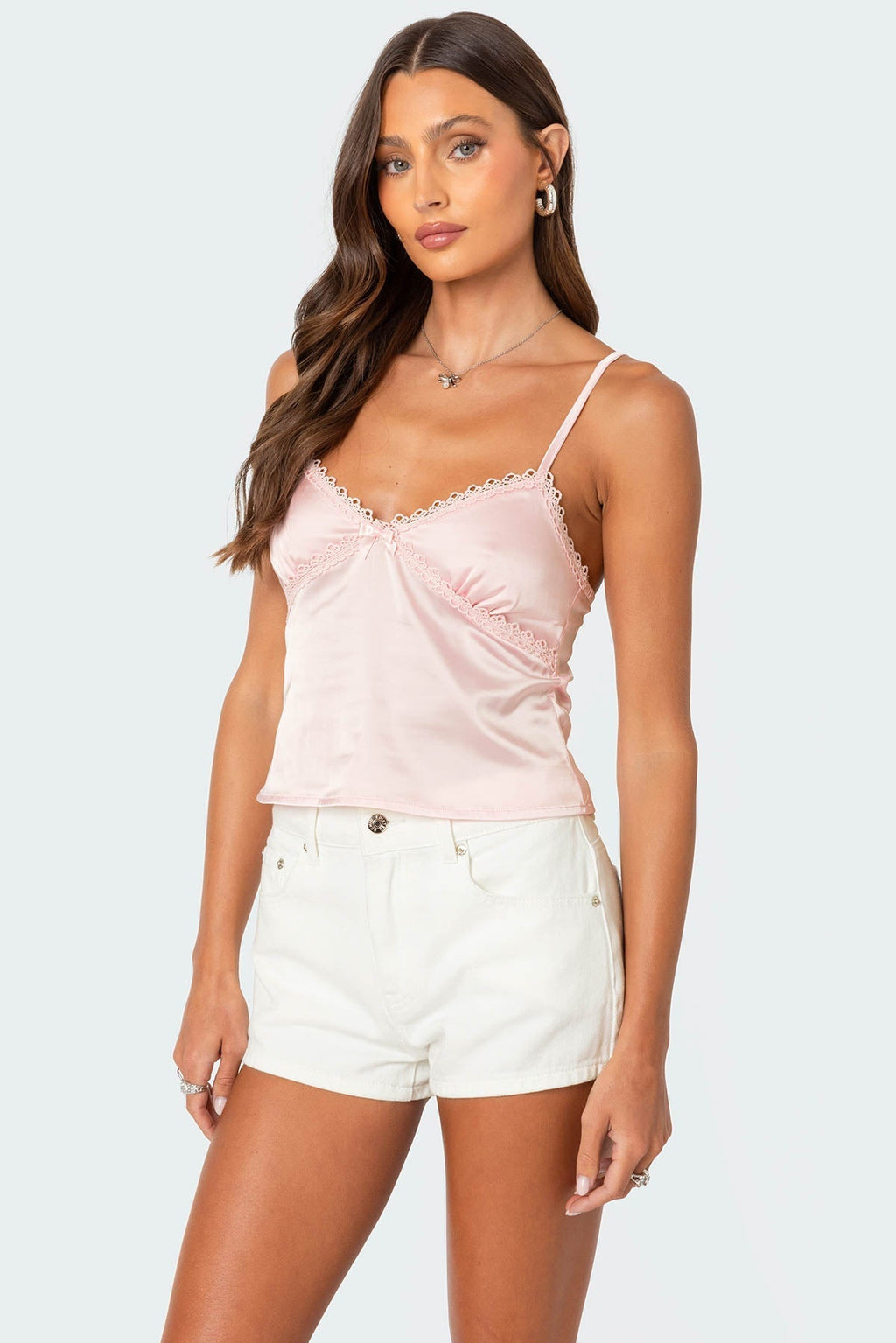 Imani Satin Effect Tank Top Flowering Girl