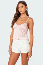Imani Satin Effect Tank Top Flowering Girl
