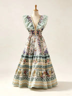 Marja V-Neck Printed Maxi Dress Flowering Girl