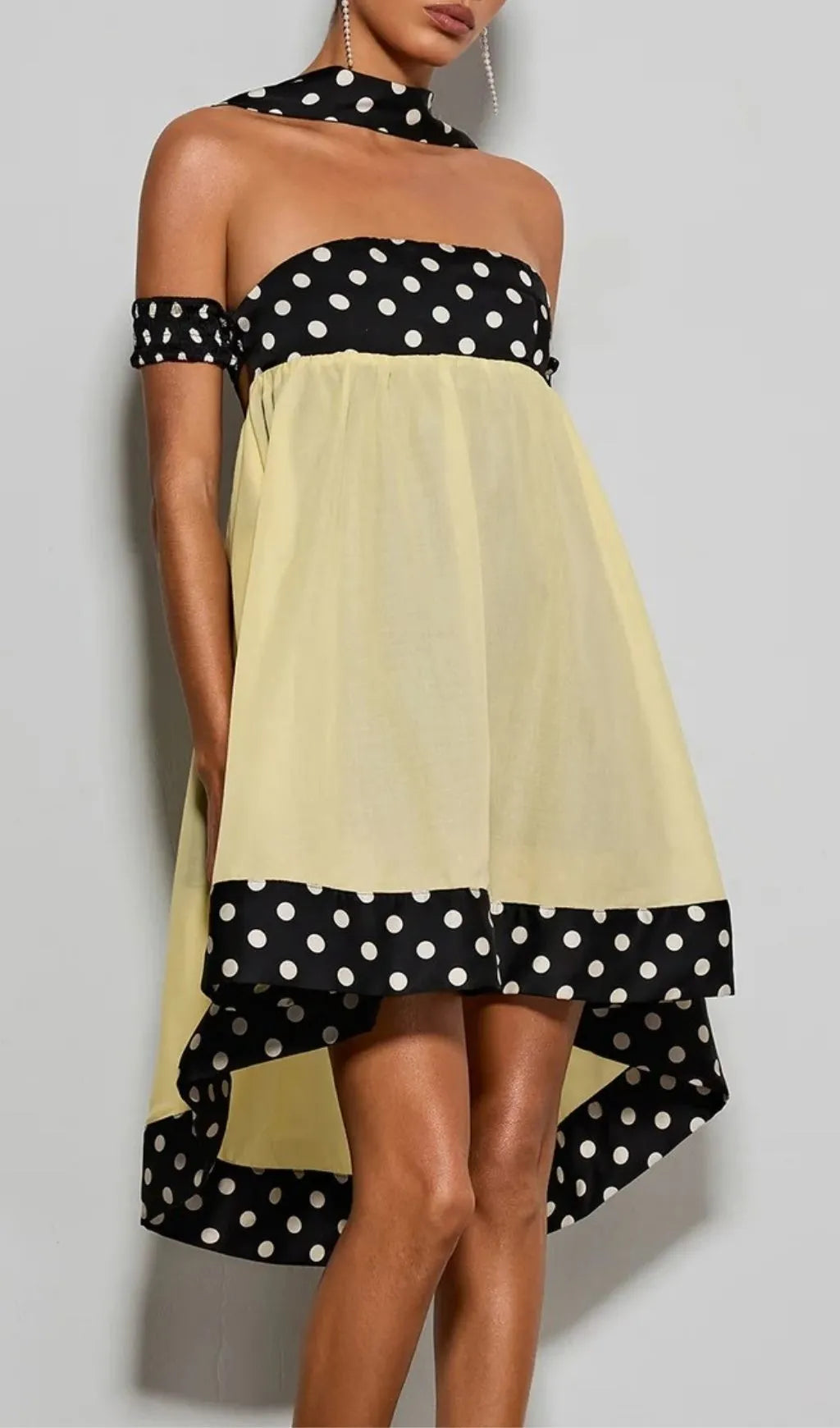 Velvandis Off Shoulder Dot Mini Dress Flowering Girl
