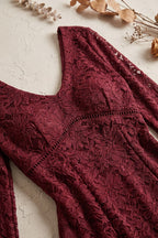 burgundy floral lace mermaid dress Flowering Girl