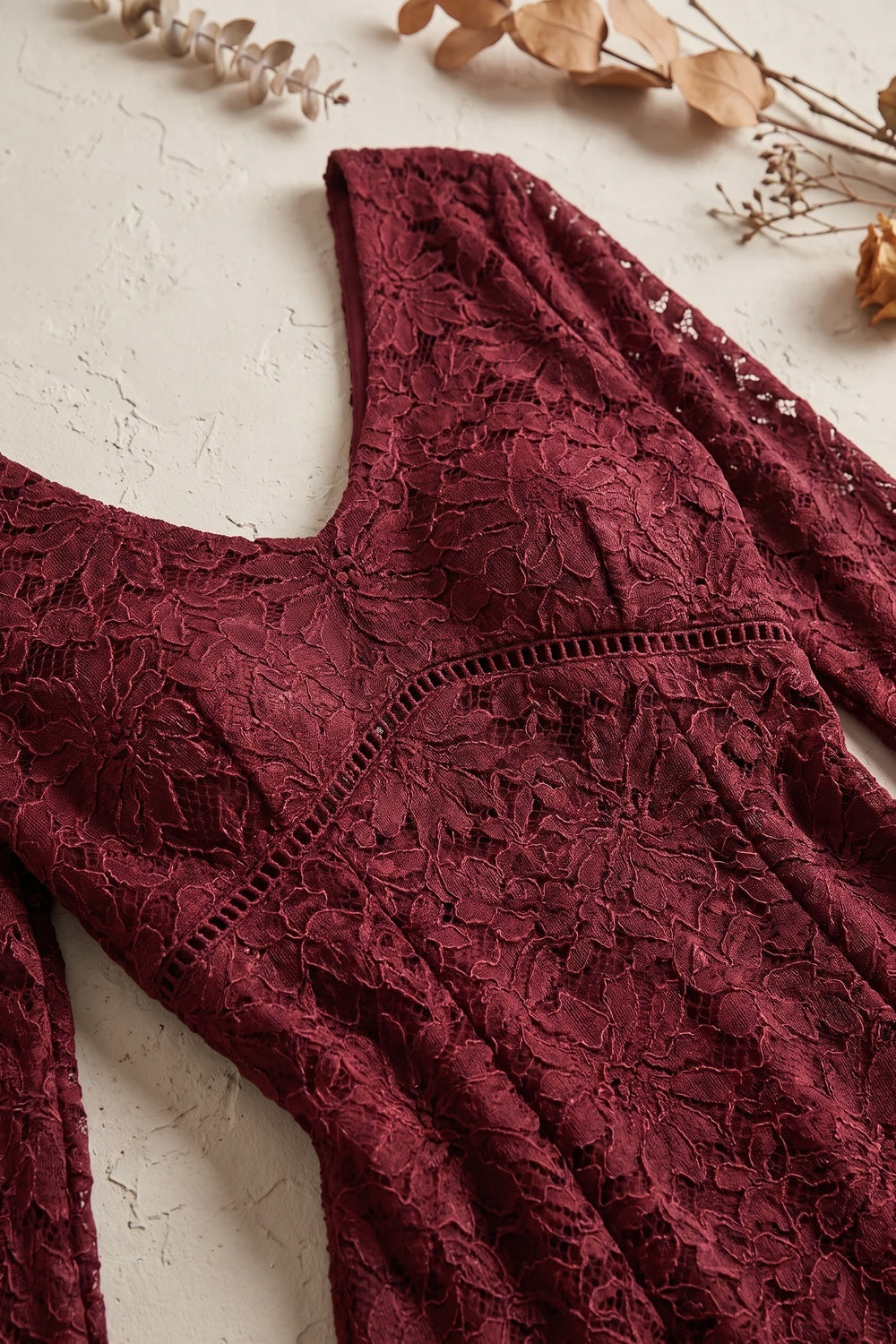 burgundy floral lace mermaid dress Flowering Girl