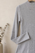 Heather Grey Ribbed Knit Column-to-Flare Dress Flowering Girl