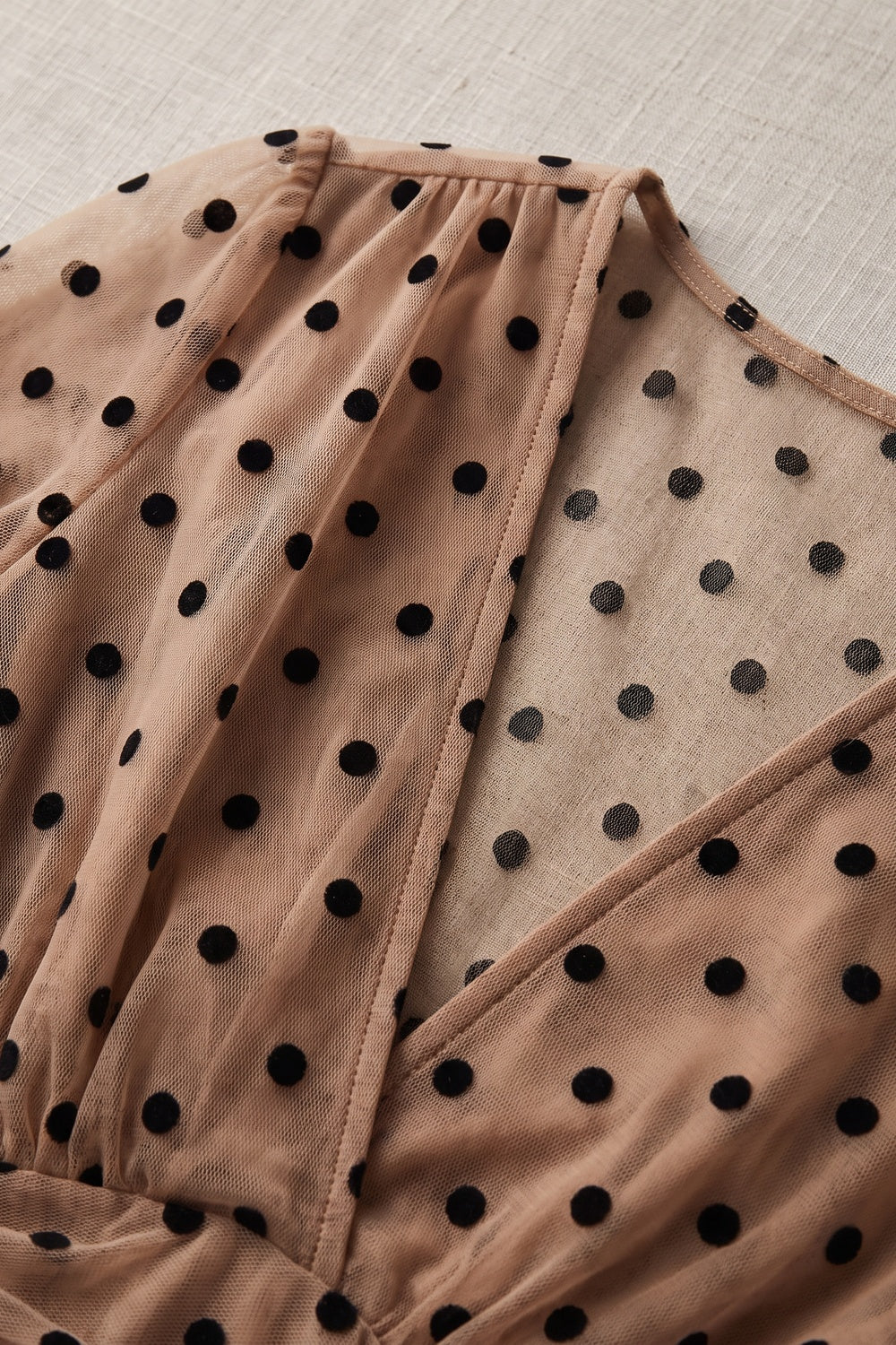 Beige Sheer Mesh Fit-and-Flare Tiered Dress Flowering Girl