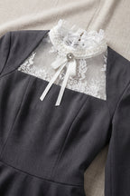 Dark Grey Structured Woven Suiting Fit-and-Flare Mini Dress Flowering Girl