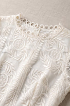 Off-white embroidered lace on mesh base tiered A-line maxi dress Flowering Girl