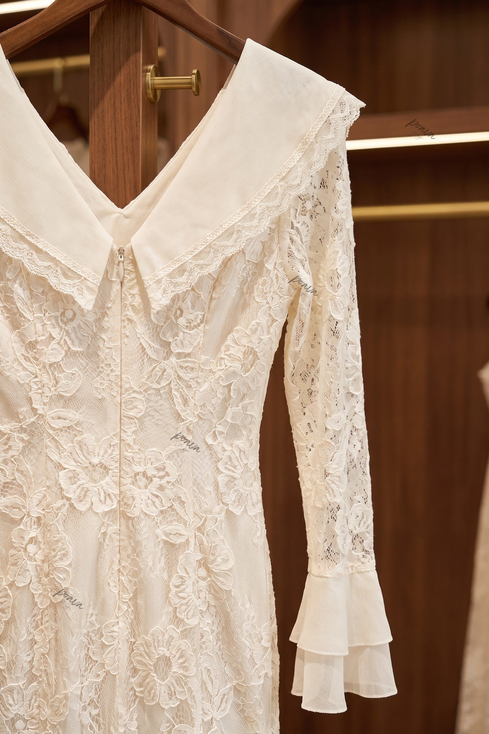 Cream Floral Lace Mermaid Floor-Length Dress Flowering Girl