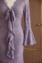 Dusty Purple Floral Lace Mermaid Maxi Dress Flowering Girl
