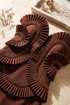 Chocolate Brown Matte Crepe Column Evening Gown Flowering Girl