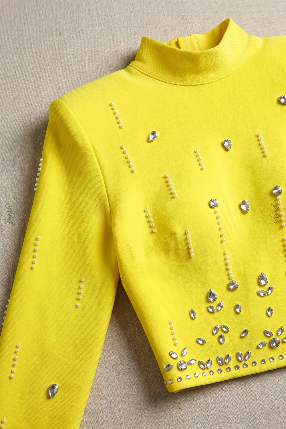 Bright Yellow Structured Stretch Knit Two-Piece Set Flowering Girl