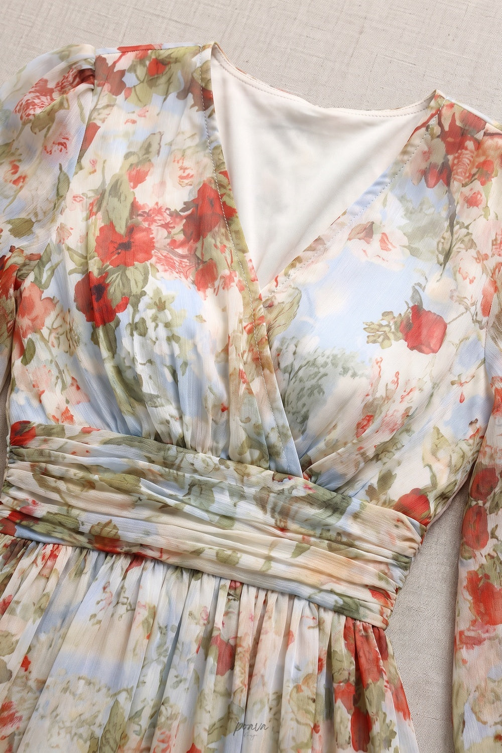 Cream Chiffon A-Line Tiered Maxi Dress Flowering Girl