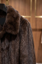 Dark Brown Fur Boxy Cropped Jacket Flowering Girl