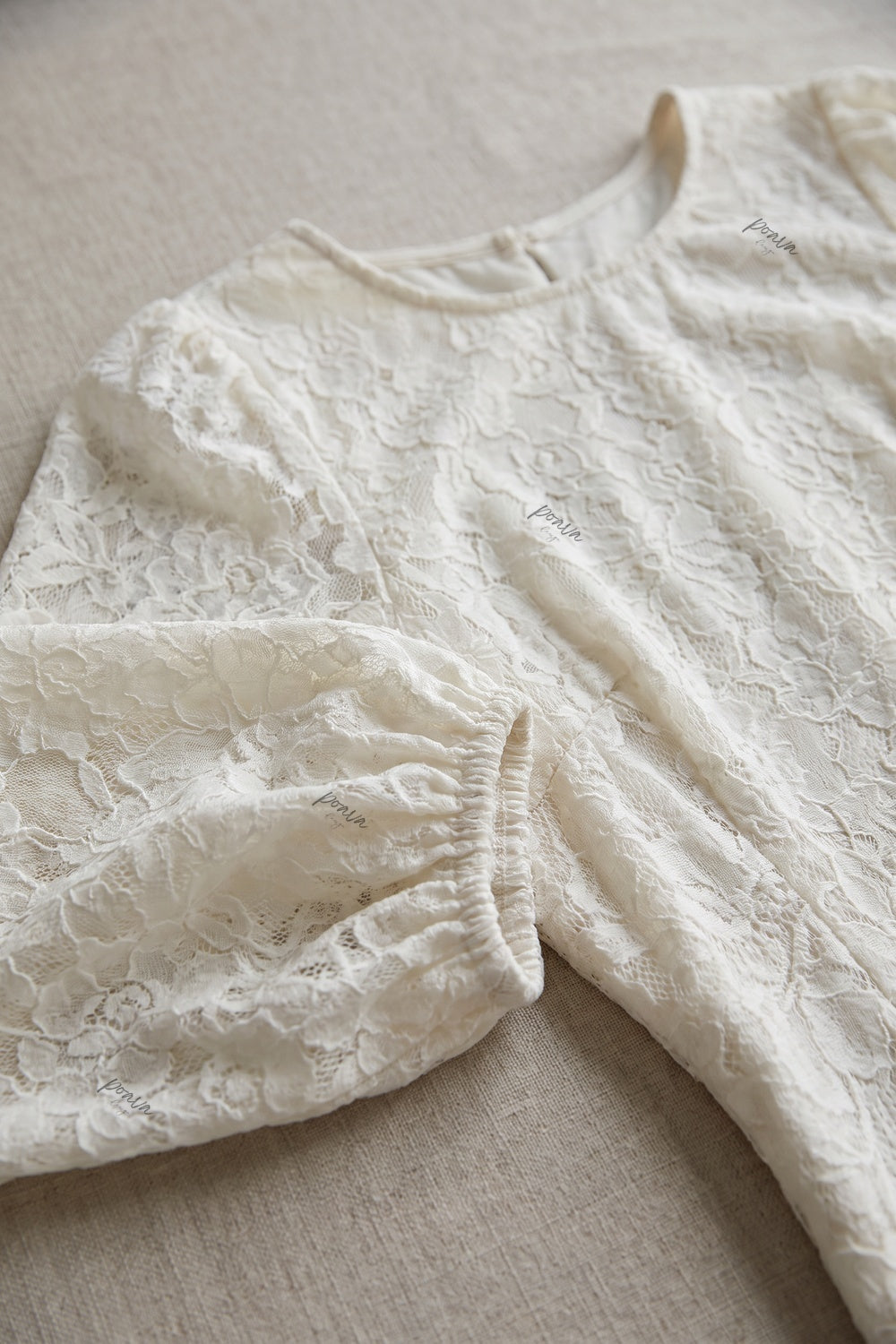 Ivory Lace Drop-Waist Trumpet Dress Flowering Girl
