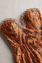 Copper Sequined Mesh Column Dress Flowering Girl