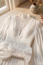 White Chiffon A-Line Gown with Lace Details Flowering Girl