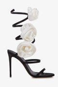 Alana Rose Twists Satin Sandals - Black Flowering Girl