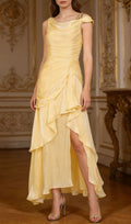 Kazuko Yellow Ruffle Hem Maxi Dress Flowering Girl