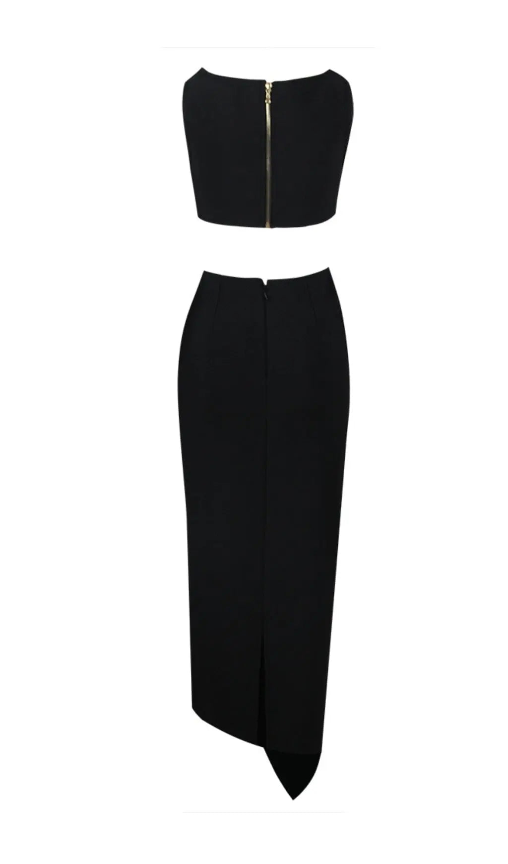 Cutout Two Pieces Suit In Black Flowering Girl
