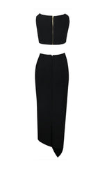 Cutout Two Pieces Suit In Black Flowering Girl